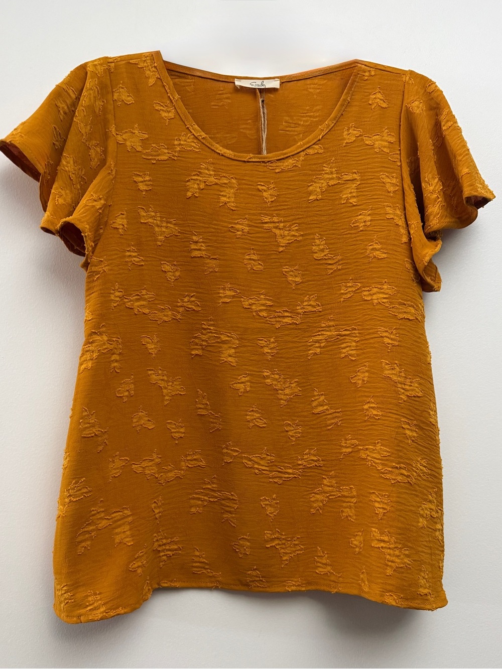 Shirt Only Easel Boho Turmeric Texture Flowy Sleeve Lounge Round Neck Shirt S